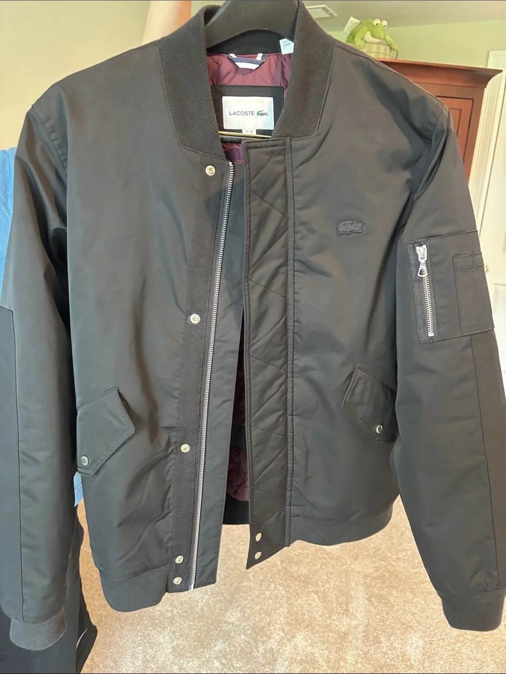 Lacoste Black Men's Quilted-Lined Bomber Jacket